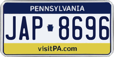 PA license plate JAP8696