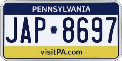 PA license plate JAP8697