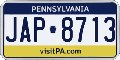 PA license plate JAP8713