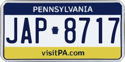 PA license plate JAP8717