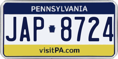 PA license plate JAP8724