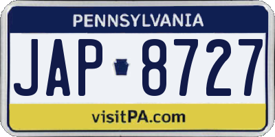 PA license plate JAP8727