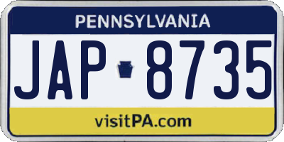 PA license plate JAP8735