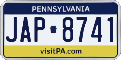 PA license plate JAP8741