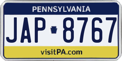 PA license plate JAP8767