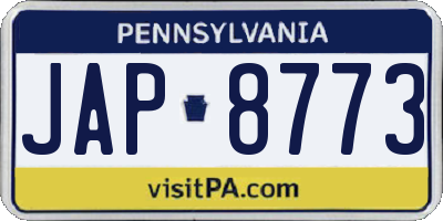 PA license plate JAP8773