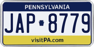 PA license plate JAP8779