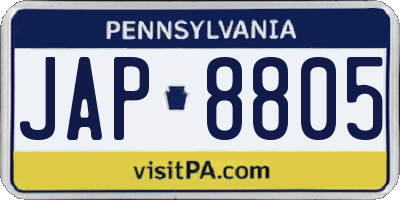 PA license plate JAP8805