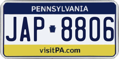 PA license plate JAP8806