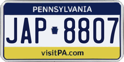 PA license plate JAP8807