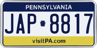 PA license plate JAP8817