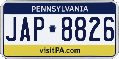 PA license plate JAP8826