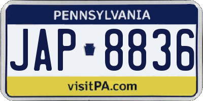 PA license plate JAP8836