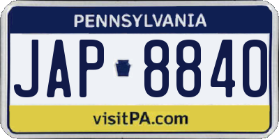 PA license plate JAP8840