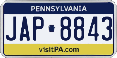 PA license plate JAP8843