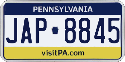 PA license plate JAP8845