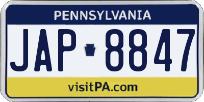 PA license plate JAP8847