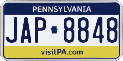 PA license plate JAP8848