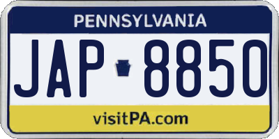 PA license plate JAP8850