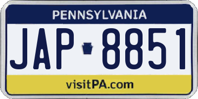 PA license plate JAP8851