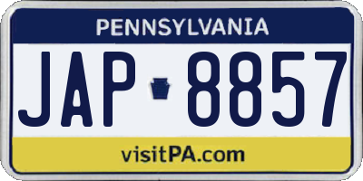 PA license plate JAP8857
