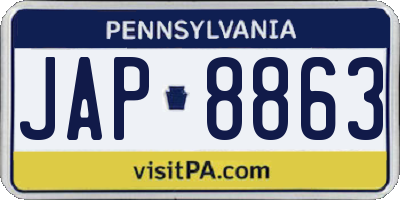 PA license plate JAP8863