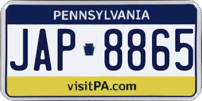 PA license plate JAP8865