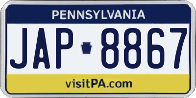 PA license plate JAP8867