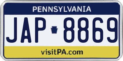PA license plate JAP8869