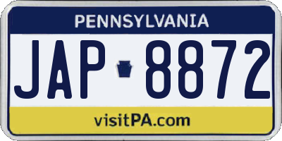 PA license plate JAP8872