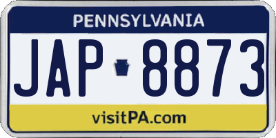 PA license plate JAP8873