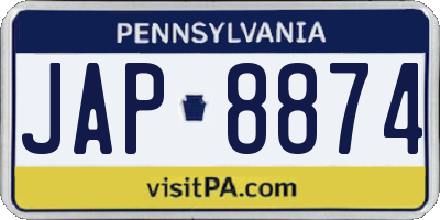 PA license plate JAP8874