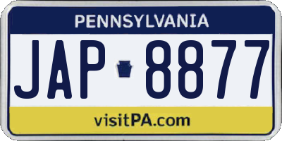 PA license plate JAP8877