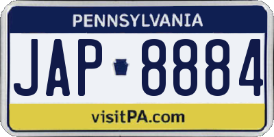 PA license plate JAP8884