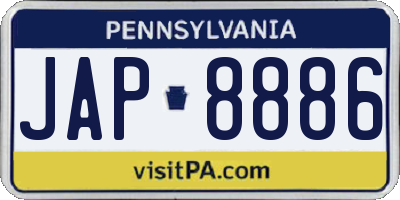PA license plate JAP8886