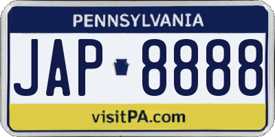 PA license plate JAP8888