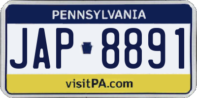 PA license plate JAP8891