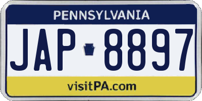 PA license plate JAP8897