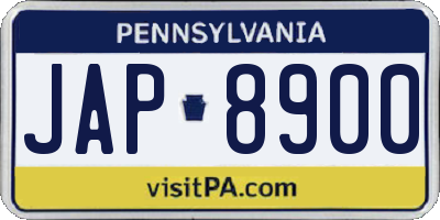 PA license plate JAP8900