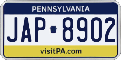 PA license plate JAP8902