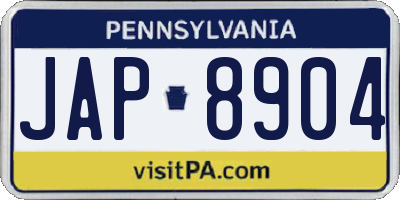 PA license plate JAP8904