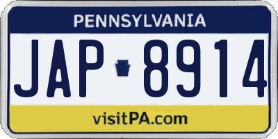 PA license plate JAP8914