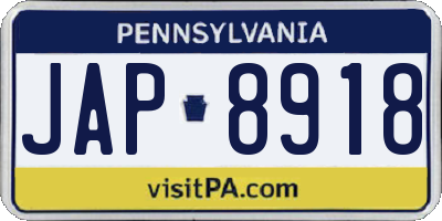 PA license plate JAP8918
