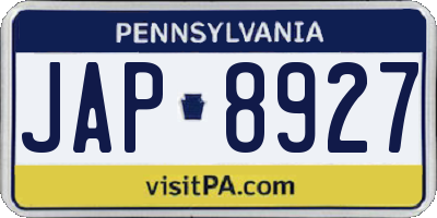 PA license plate JAP8927