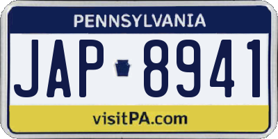 PA license plate JAP8941