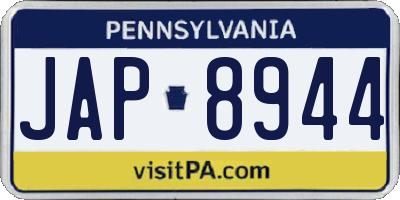 PA license plate JAP8944
