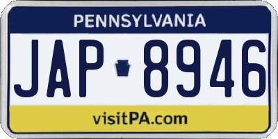 PA license plate JAP8946