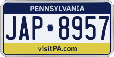 PA license plate JAP8957