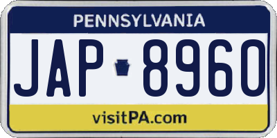 PA license plate JAP8960