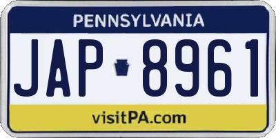 PA license plate JAP8961